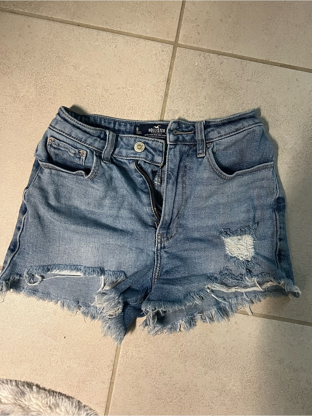 Hollister Light Wash Distressed Denim Jean Shorts